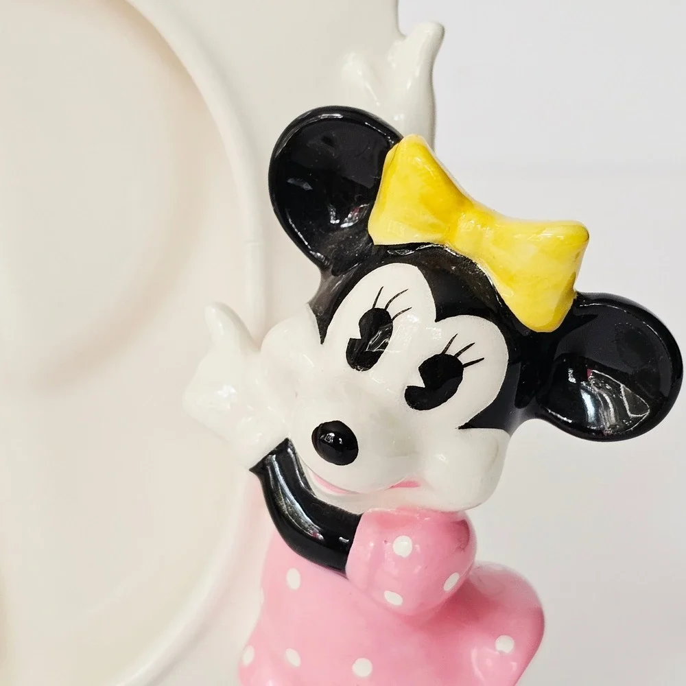 Vintage Disney Mickey Minnie Mouse Ceramic‎ Picture Frame Set Japan Disneyana